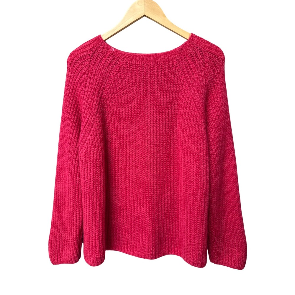 Made In Italy Mohair Blend Knit Sweater Women One Size Hot Pink Fuzzy Barbiecore